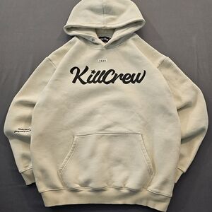 Kill Crew Oversized Lux "Script" Hoodie - Cream/Black